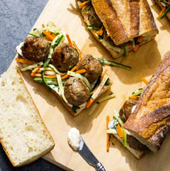 Pork meatball banh mi