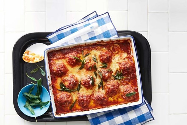 Pork meatball saltimbocca