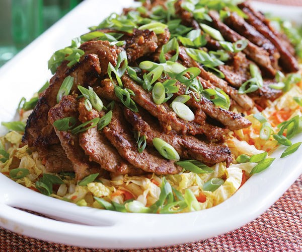 Pork medallions with Asian slaw