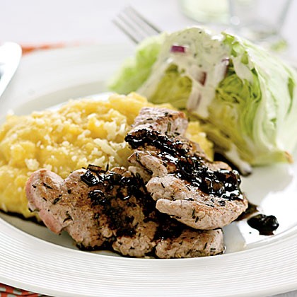 Pork medallions with balsamic-shallot sauce