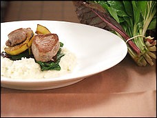 Pork medallions with squash and greens