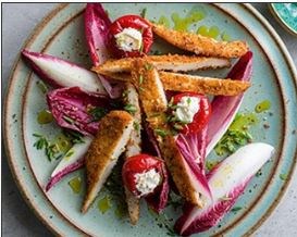 Pork Milanese with chicory, cherry pepper & ricotta salad