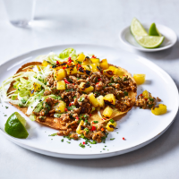Pork mince and pineapple tostadas