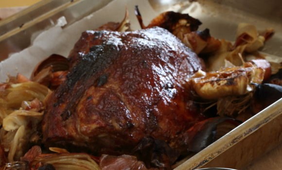 Pork neck with quince glaze