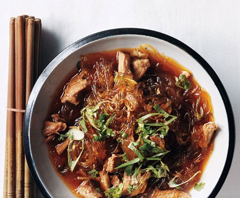 Pork noodle soup with cinnamon and anise