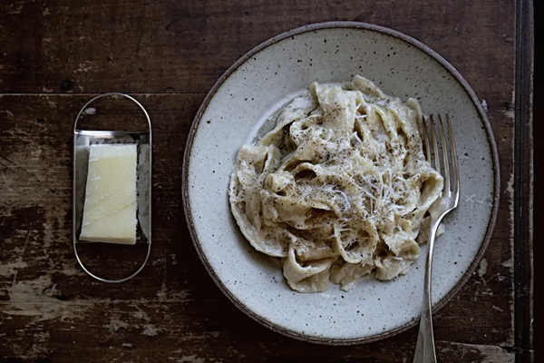 Pork noodles (literally) with Alfredo sauce