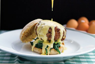 Pork patty breakfast sandwich 