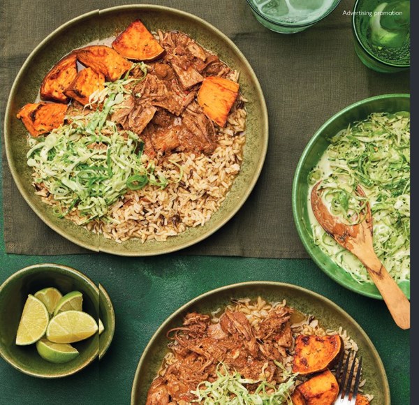 Pork pibil rice bowls with pickled jalapeño slaw