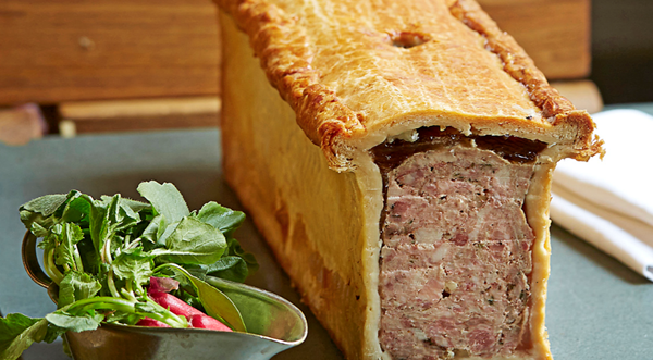 Pork pie with vegetables à la Grecque