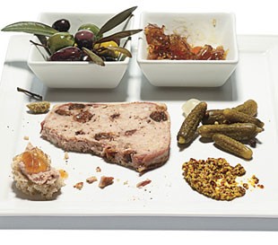 Pork, prune, and green peppercorn pâté