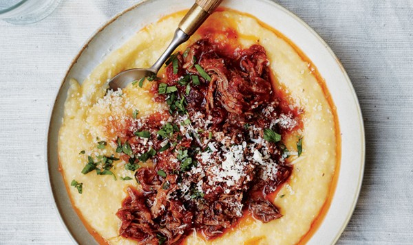 Pork ragù over creamy polenta