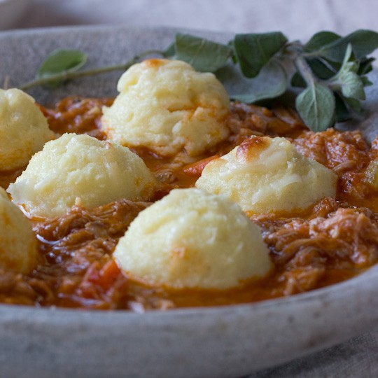 Pork ragu with semolina gnocchi