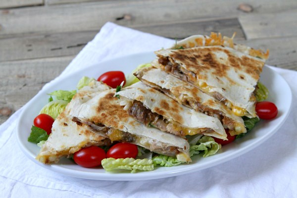 Pork rib and corn quesadillas