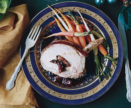 Pork roast with winter fruits and Port sauce