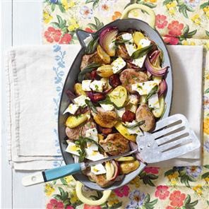 Pork, sage and feta bake