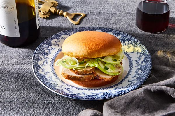 Pork sandwich with shaved apple & fennel slaw