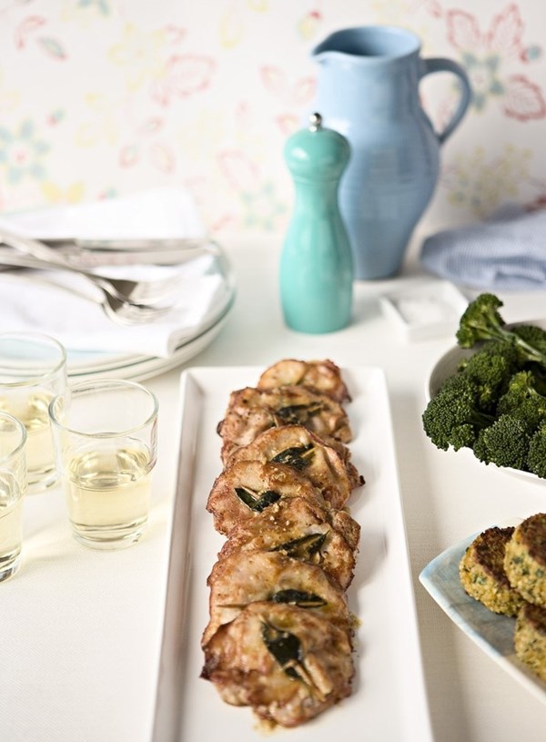 Pork scallopine with ham, sage and white wine