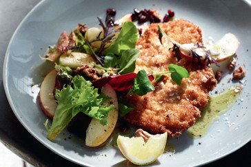 Pork schnitzel with apple salad