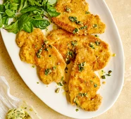 Pork schnitzel with lemon caper butter