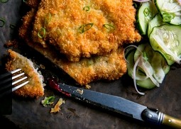 Pork schnitzel with quick pickles