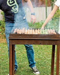 Pork shashlik with spicy red wine marinade