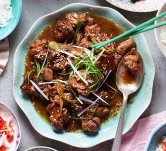 Pork shoulder braised in black vinegar & rice wine with pickled chillies