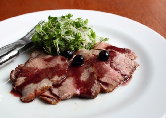 Pork shoulder roast with blueberry & Port pan sauce