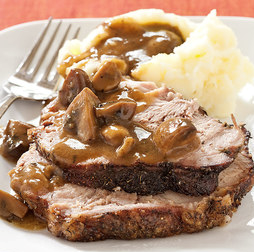 Pork shoulder roast with mushroom gravy