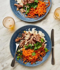 Pork shoulder with carrot pickle and sticky rice