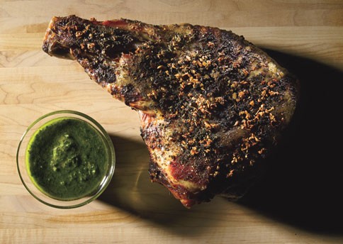 Pork shoulder with salsa verde