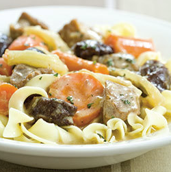 Pork stew with fennel, leeks, and prunes