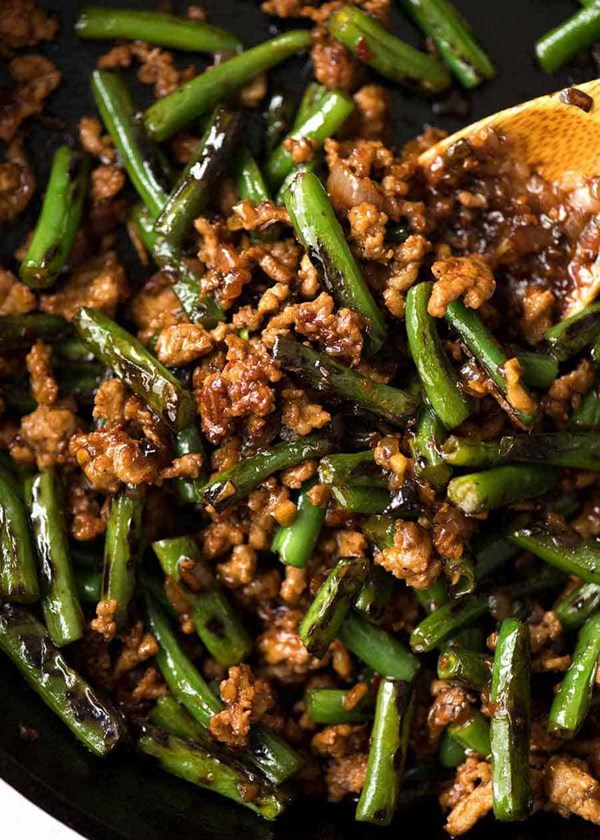Pork stir fry with green beans