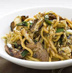 Pork stir-fry with noodles (Lo mein)