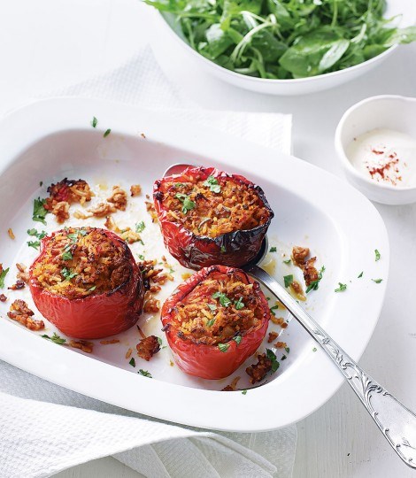 Pork-stuffed red peppers