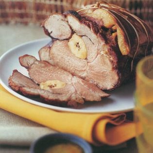 Pork stuffed with sweet plantain, served with hot pepper & garlic sauce (Ajili-mojili)