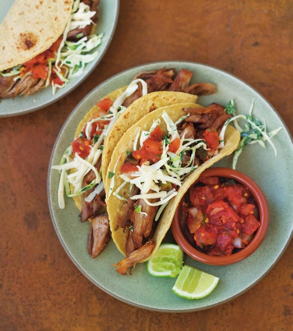 Pork tacos with cilantro slaw
