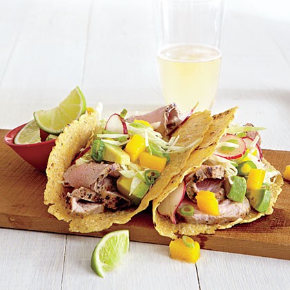 Pork tacos with mango slaw