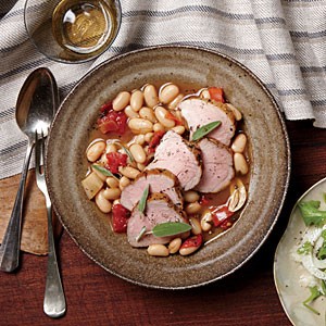 Pork tenderloin and cannellini beans