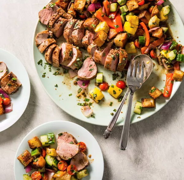 Pork tenderloin and panzanella salad