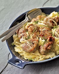 Pork tenderloin braised with elderflower and fennel