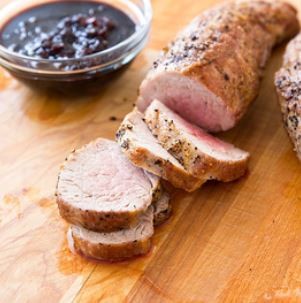 Pork tenderloin with cherry sauce