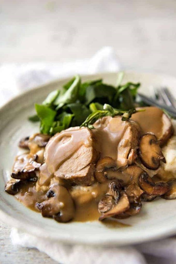 Pork tenderloin with creamy Marsala sauce