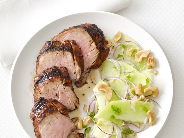 Pork tenderloin with melon salad