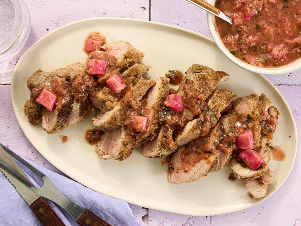 Pork tenderloin with rhubarb sauce