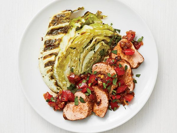Pork tenderloin with roasted cabbage 