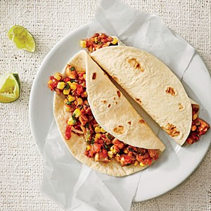 Pork tenderloin wraps with grilled corn salsa