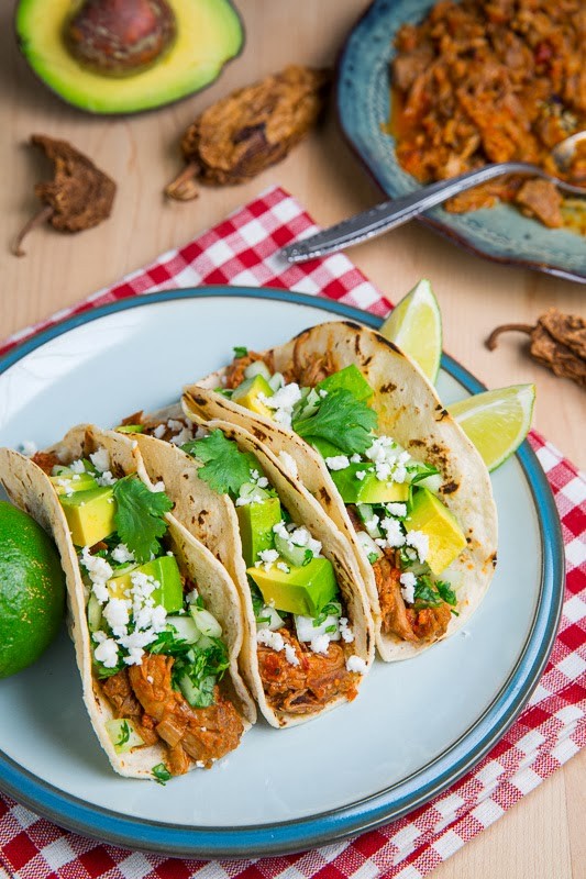 Pork tinga tacos
