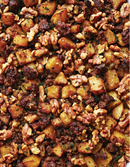 Pork walnut stuffing with squash and sage