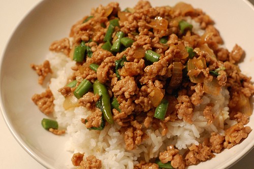 Pork with basil and chili