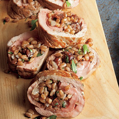 Pork with figs and farro
